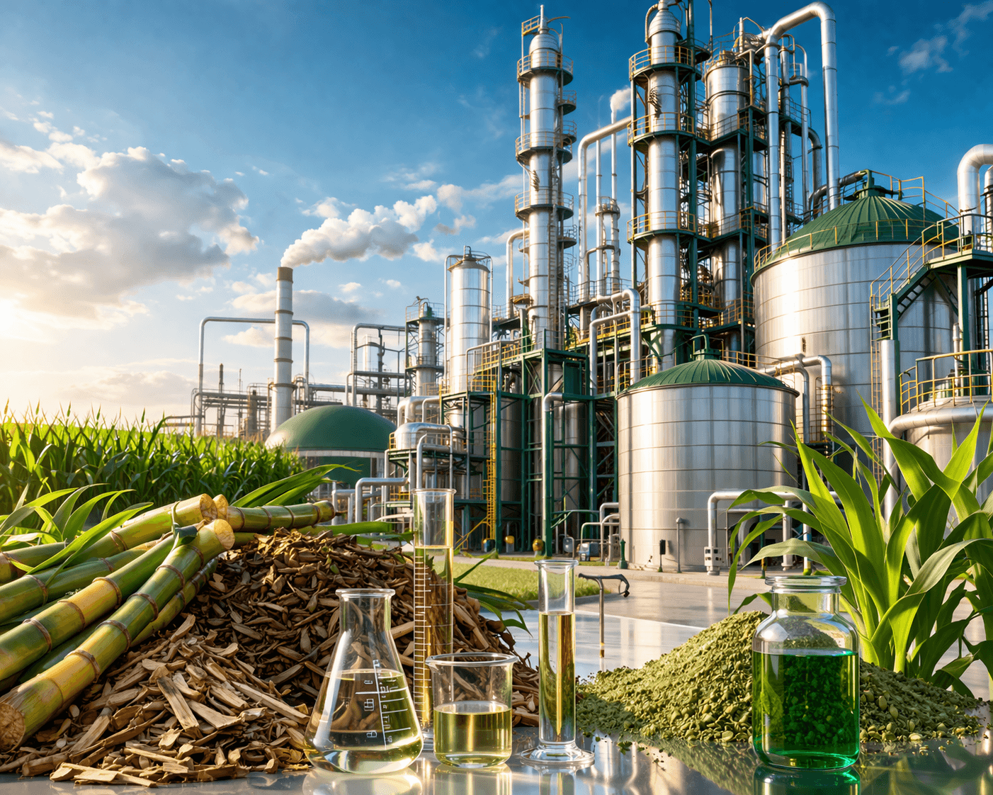 Industrial plant at golden hour